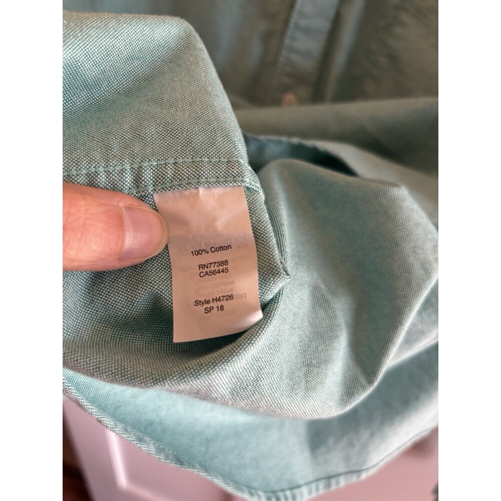 J.Crew Flex Oxford Button Down Shirt Men’s XL 17–17.5 Green Stretch Long Sleeve - Picture 6 of 7